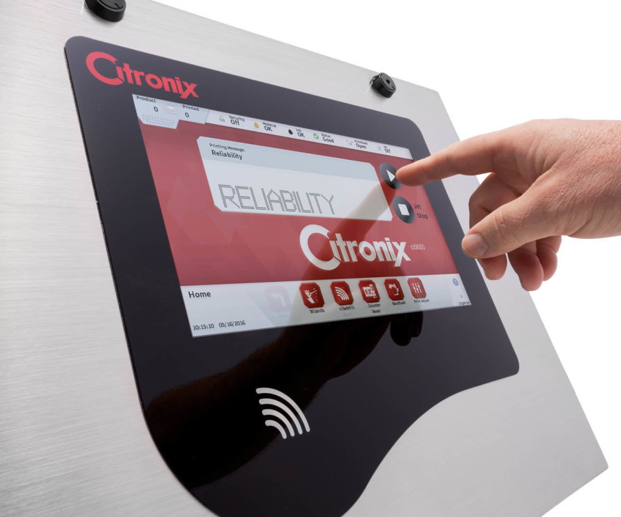 Citronix Ci5000 range with touch screen close up alt SIZED Citronix continuous inkjet printers