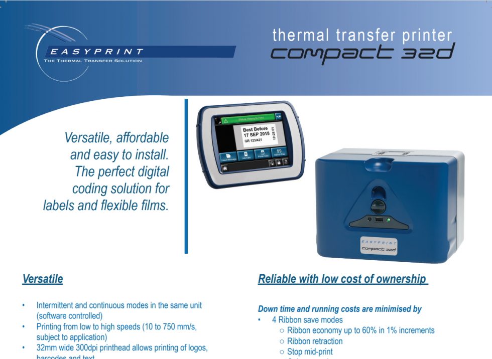 Thermal Transfer Overprinters Easyprint TTO's Codetronix